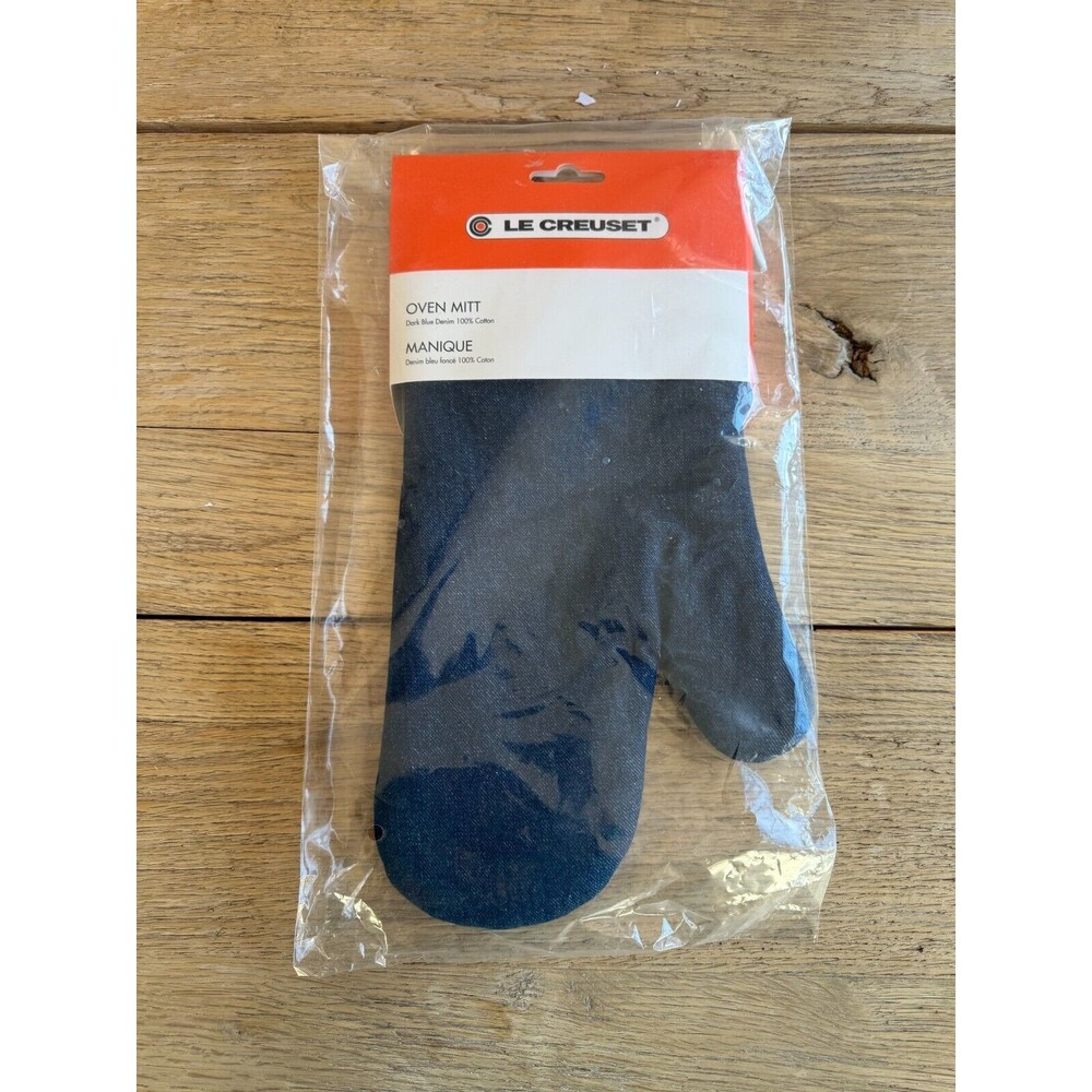 Le Creuset 100% cotton 14in Oven Mitt / Glove Dark Blue Denim NEW
